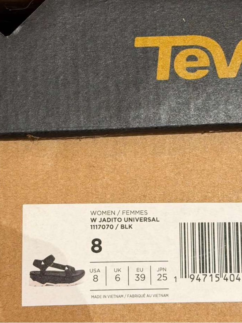 New in box! Teva Jadito Black Platform Sport Sandal with White Sole - Picture 5 of 5